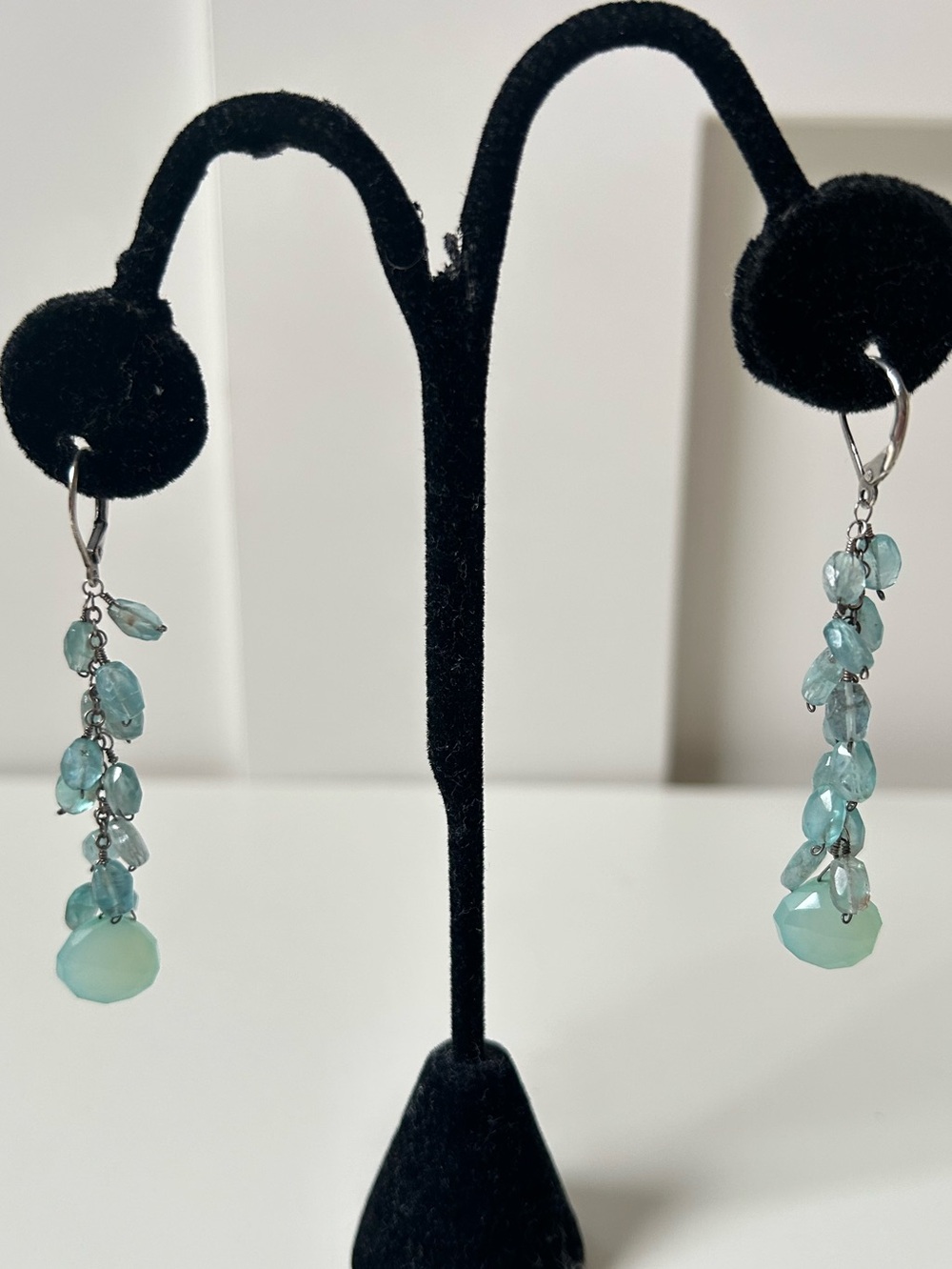 Semi-precious stone drop earring with silver hook